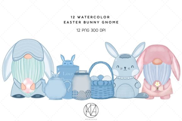 Download 12 Watercolor  Easter Bunny Gnome - Premium Resources