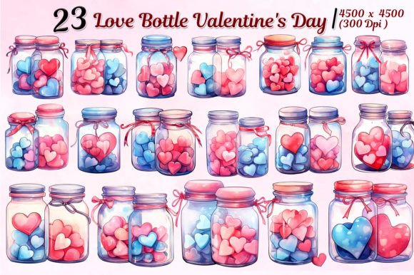 Download Love Bottle Valentine's Day Graphics Set - Premium Resources